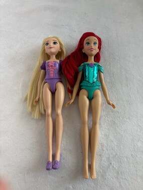 Disney Princess Royal Shimmer Ariel and Rapunzel 11-inch Dolls Lot
